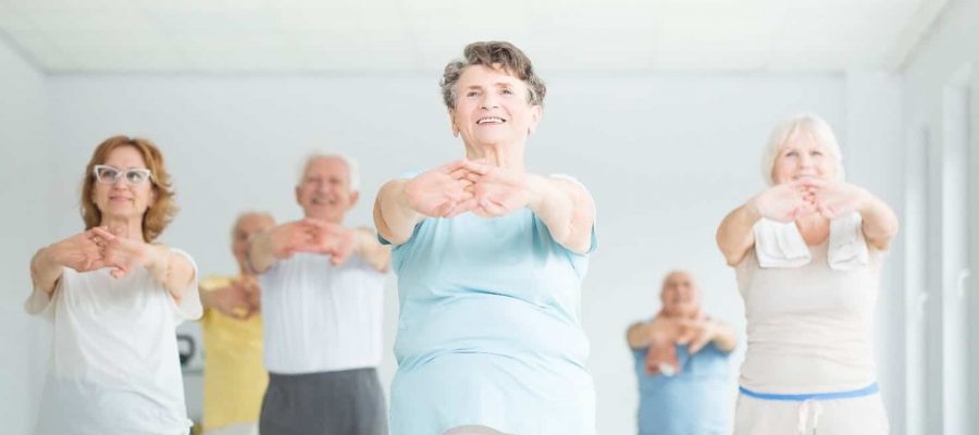 Idosos praticando exercício fisico